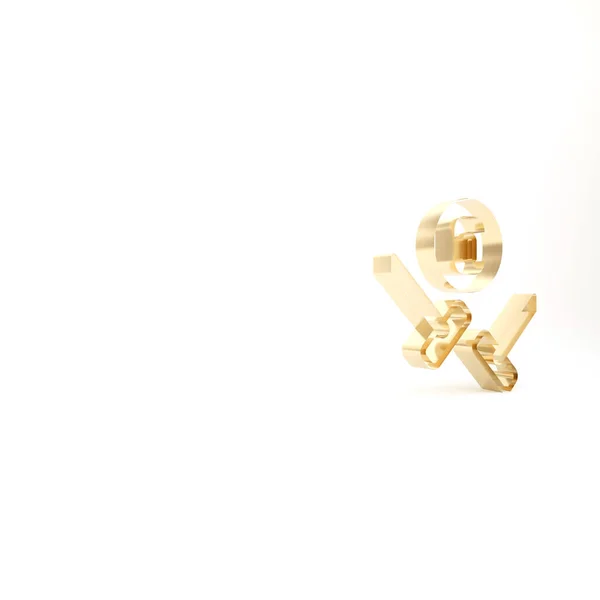 Золотая Икона Спортивной Игры Керлинг Белом Фоне Спортивное Оборудование Рендеринг — стоковое фото