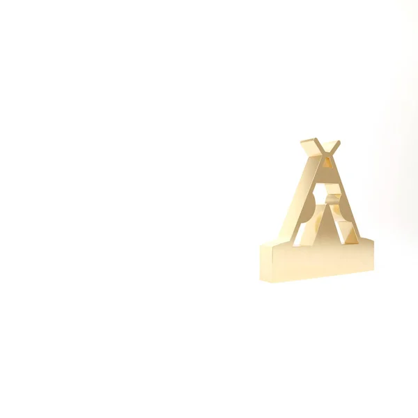 金白の背景に隔離された伝統的なインドのティーピーやウィグワムのアイコン インディアンのテントだ 3Dイラスト3Dレンダリング — ストック写真