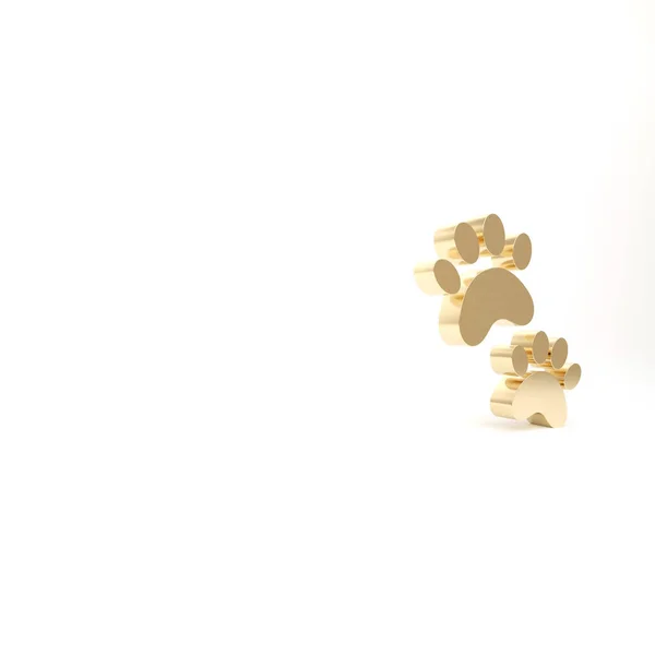 Altın Pençe Yazdırma Simgesi Beyaz Arkaplanda Izole Edildi Köpek Kedi — Stok fotoğraf