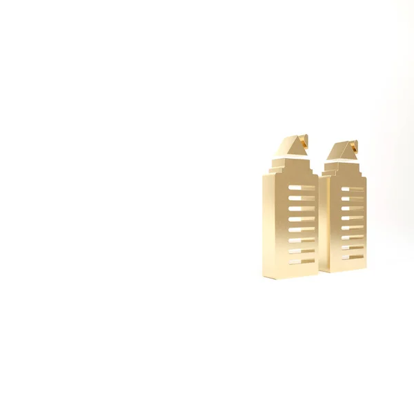 Золоті Дві Високі Житлові Вежі Іконі Міста Дніпро Ізольовані Білому — стокове фото