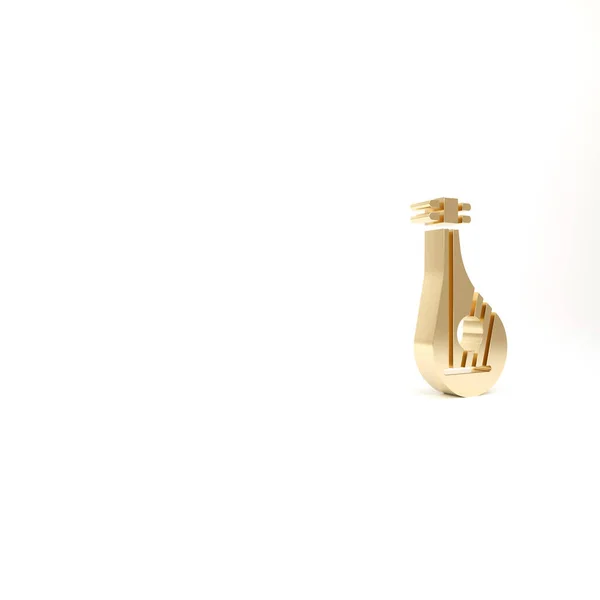 Золотий Український Традиційний Музичний Інструмент Бандура Ізольований Білому Тлі Рендеринг — стокове фото