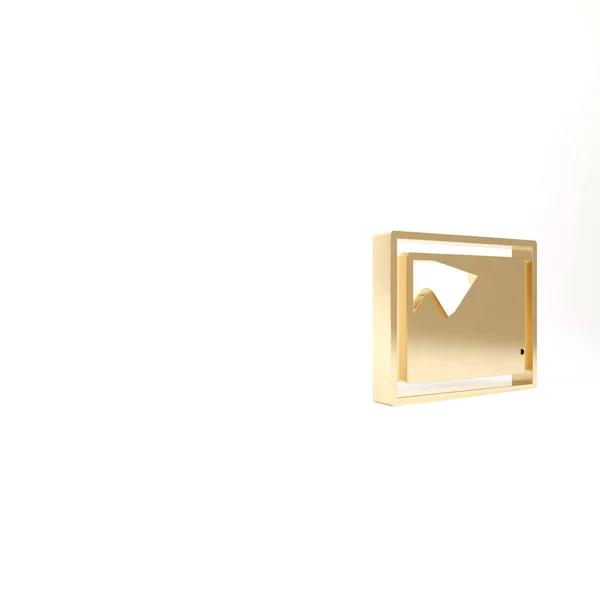 白い背景に隔離された金の風景アイコン 3Dイラスト3Dレンダリング — ストック写真