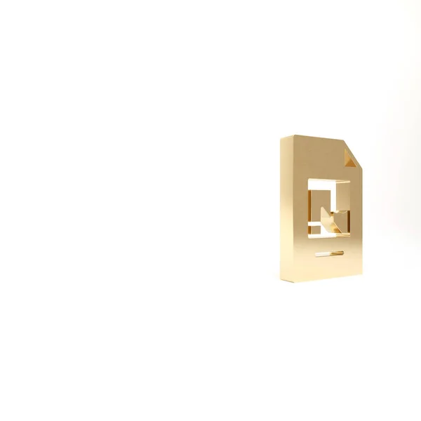 Documento Arquivo Dourado Com Ícone Ilustração Isolado Fundo Branco Ícone — Fotografia de Stock