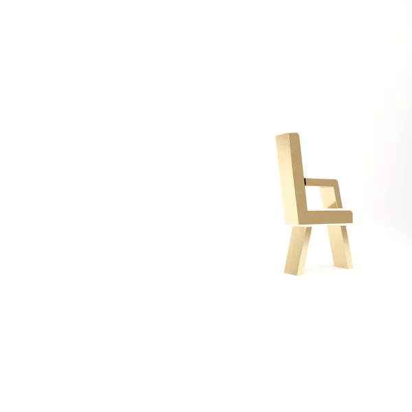 Золотое Кресло Значок Изолирован Белом Фоне Рендеринг — стоковое фото