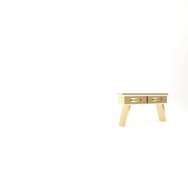 Gold Office Desk Icon Isolated White Background Illustration Render — Stock Photo, Image