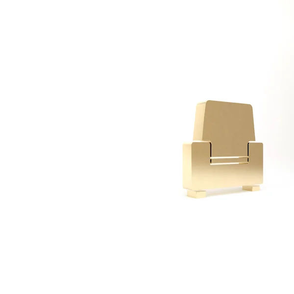 Icono Sillón Dorado Aislado Sobre Fondo Blanco Ilustración Render — Foto de Stock