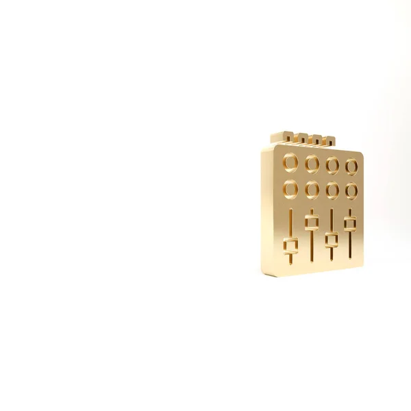 Піктограма Контролера Мікшера Gold Sound Ізольована Білому Тлі Кнопки Повзунка — стокове фото