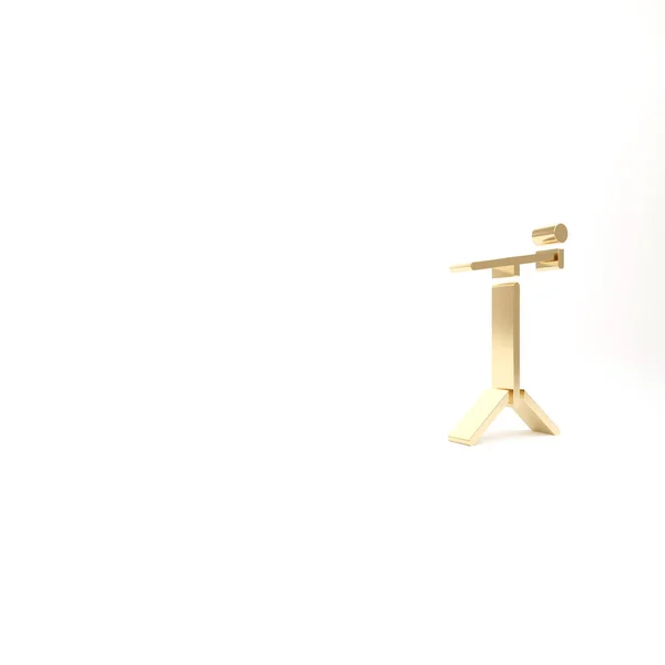Microfono Oro Con Icona Stand Isolato Sfondo Bianco Illustrazione Rendering — Foto Stock