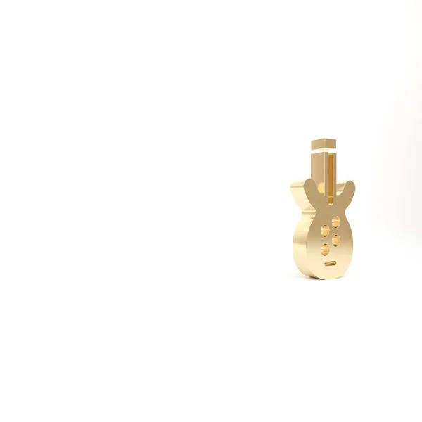 Gold Electric Μπάσο Κιθάρα Εικονίδιο Απομονώνονται Λευκό Φόντο Απεικόνιση Καθιστούν — Φωτογραφία Αρχείου