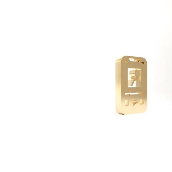 Ícone Leitor Música Dourada Isolado Fundo Branco Dispositivo Música Portátil — Fotografia de Stock