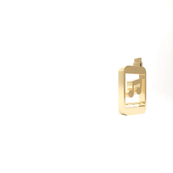 Значок Золотого Музыкального Проигрывателя Выделен Белом Фоне Портативное Музыкальное Устройство — стоковое фото