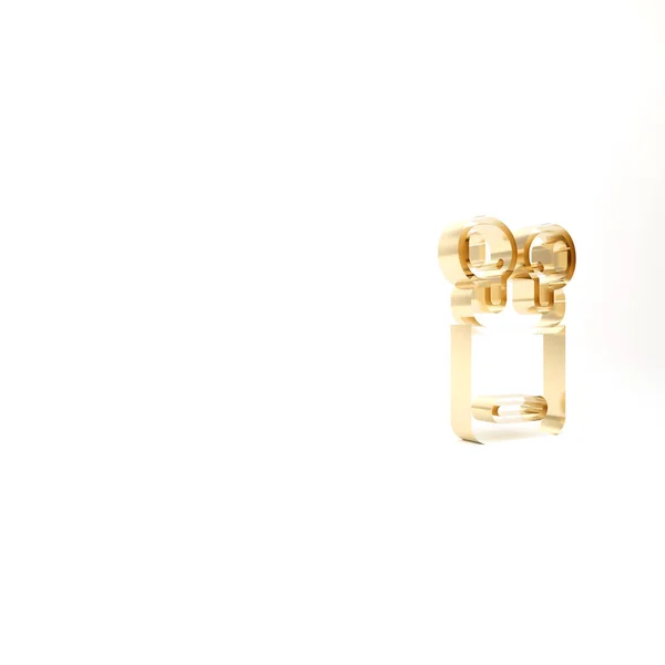 Auriculares Gold Air Caja Icono Aislado Sobre Fondo Blanco Soporte — Foto de Stock