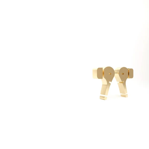 Gold Air Headphones Icon Icon Isolated White Background Holder Wireless — Stock Photo, Image