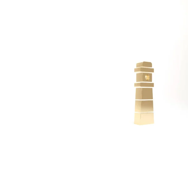 Icono Del Faro Dorado Aislado Sobre Fondo Blanco Ilustración Render — Foto de Stock