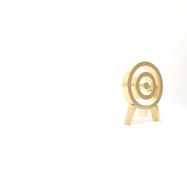 Εικονίδιο Gold Target Απομονώθηκε Λευκό Φόντο Πινακίδα Βέλους Εικονίδιο Πίνακα — Φωτογραφία Αρχείου