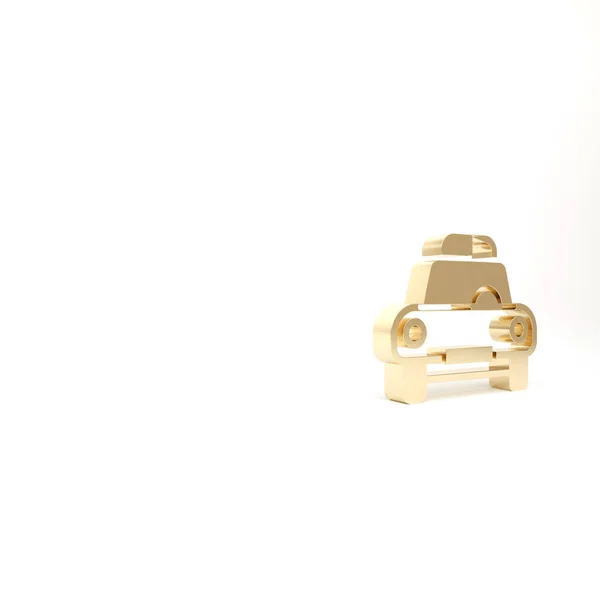 Gold Polizeiauto Und Polizei Blinker Symbol Isoliert Auf Weißem Hintergrund — Stockfoto