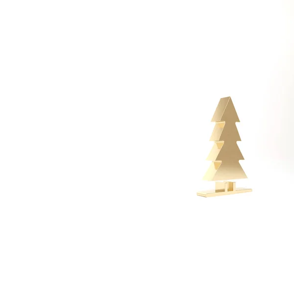 Gold Canadian spruce icon isolated on white background. Forest spruce. 3d illustration 3D render. — Stock Image Gold Canadian Spruce Icon Isolated White Background Forest Spruce Illustration Royalty Free Stock Photos