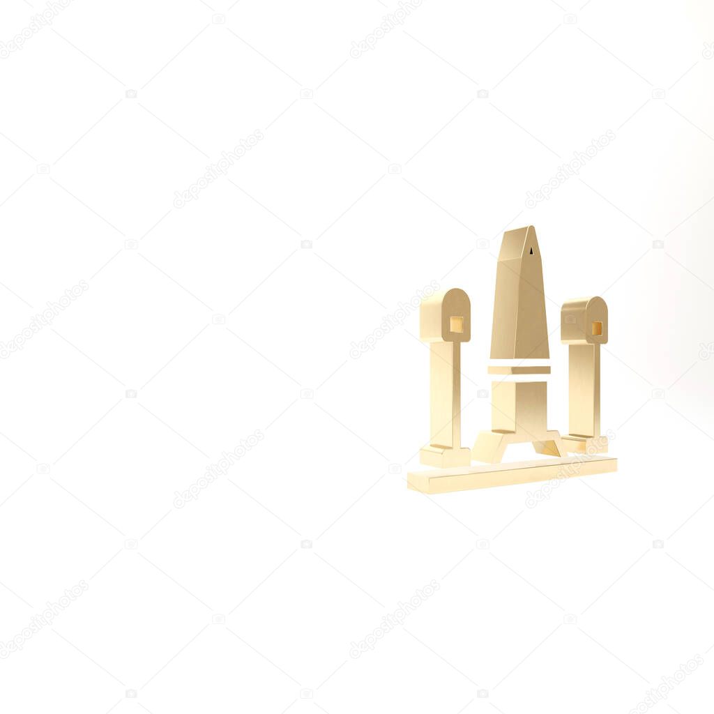 Gold Place De La Concorde in Paris, France icon isolated on white background. 3d illustration 3D render.