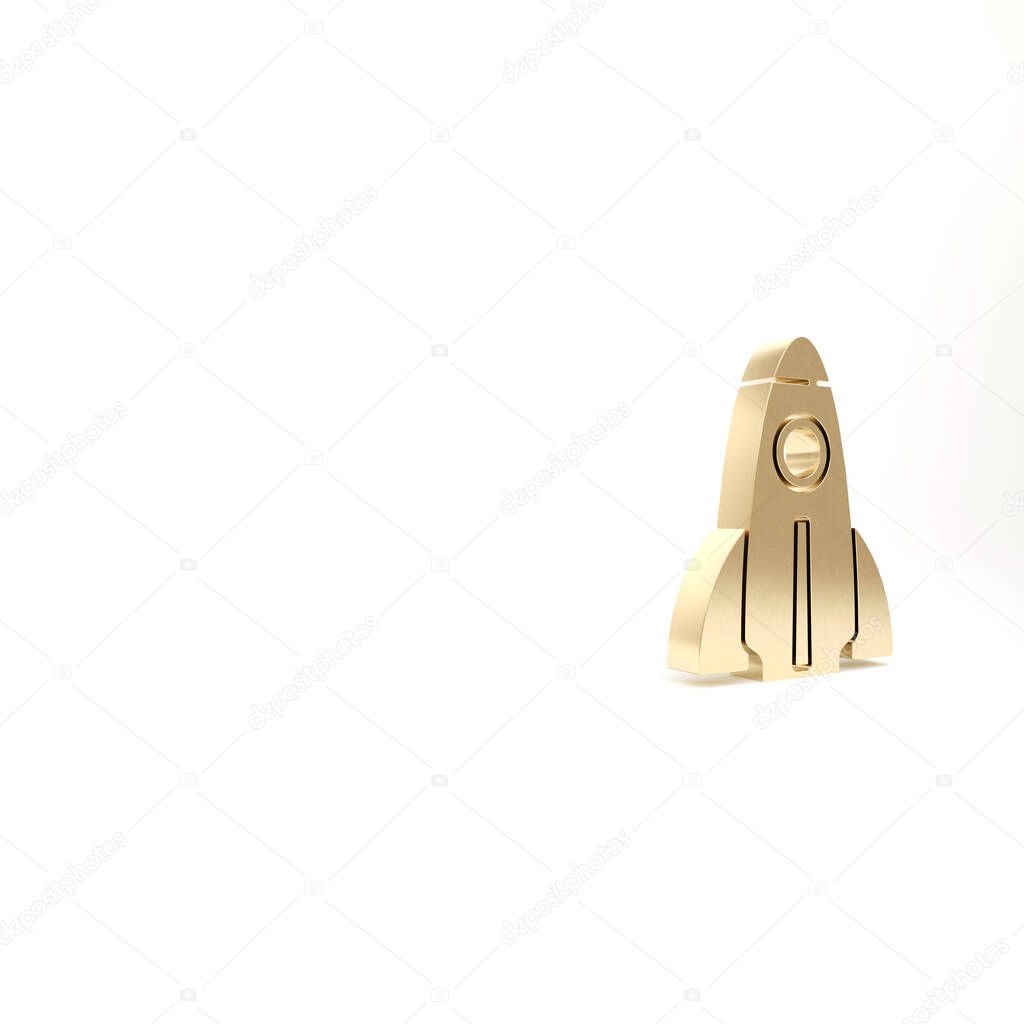 Gold Business startup project concept icon isolated on white background. Symbol of new business, entrepreneurship, innovation and technology. 3d illustration 3D render.