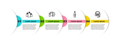 Destek için yanan mumlar, araba servisi, bir şişe şarap ve kulaklık. Ticari bilgi şablonu. Vektör.