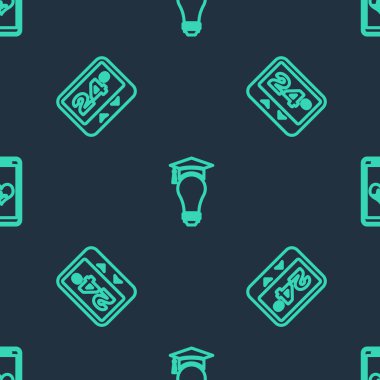 Ampul ve mezuniyet şapkası, termostat ve mobil hattını ayarlayın. Vektör.