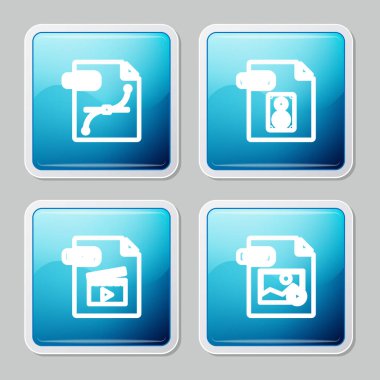 SVG dosya belgesi, WAV, MOV ve GIF simgesini ayarla. Vektör.