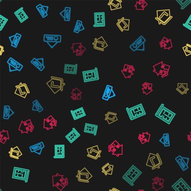 Satır işaretini Ev Gösterimi, Ev Planı, İşaretleme ve kusursuz desen ile ayarla. Vektör.