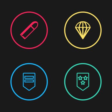 Çizgi sembolü, paraşüt ve kurşun ikonu. Vektör.