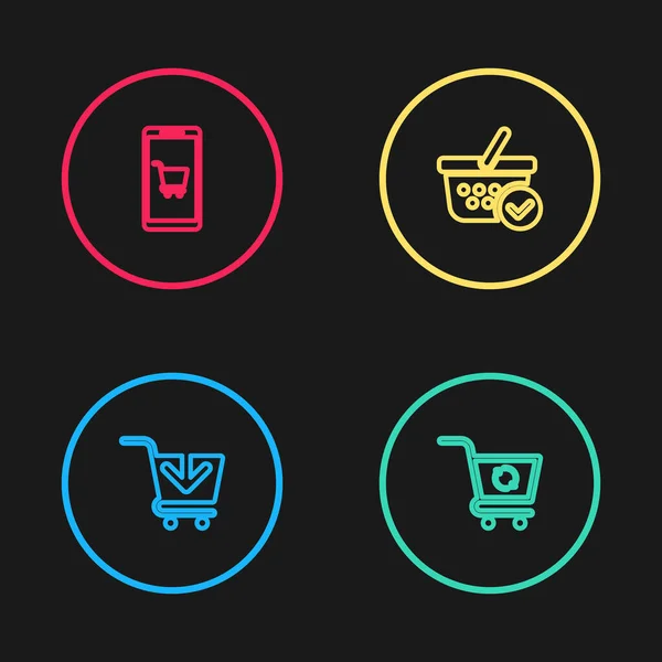 Set Line Add Shopping Cart Refresh Shopping Καλάθι Check Mark — Διανυσματικό Αρχείο