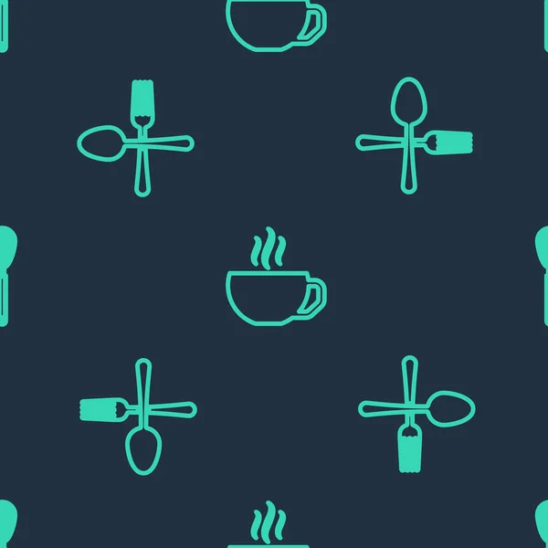 Set Line Tasse Café Fourchette Croisée Cuillère Fouet Cuisine Sur — Image vectorielle
