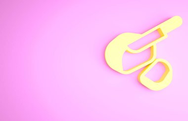 Sarı Kanada Peameal pastırması ikonu pembe arka planda izole edilmiş. Minimalizm kavramı. 3d illüstrasyon 3B canlandırma.