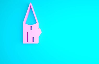 Pembe tahta kütük simgesi mavi arkaplanda izole edildi. Minimalizm kavramı. 3d illüstrasyon 3B canlandırma.