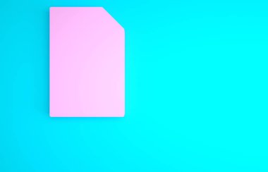 Mavi arkaplanda izole edilmiş grafik grafik simgesine sahip pembe belge. Metin dosya simgesini rapor et. Muhasebe tabelası. Denetim, analiz, planlama. Minimalizm kavramı. 3d illüstrasyon 3B canlandırma.