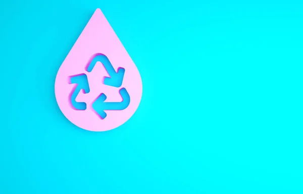 Rosa Reciclar Ícone Aqua Limpo Isolado Fundo Azul Gota Água — Fotografia de Stock