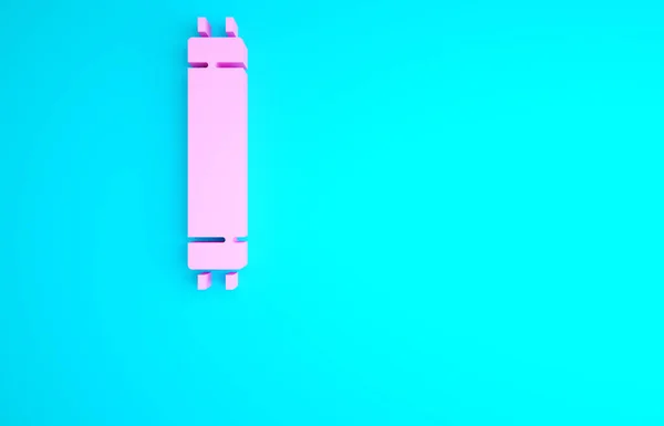 Рожевий Довгий Люмінесценція Флуоресцентна Енергозберігаюча Лампа Ізольована Синьому Фоні Концепція — стокове фото