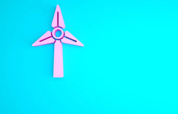 Pink Wind Turbine Icon Isolated Blue Background Wind Generator Sign — Stock Photo, Image