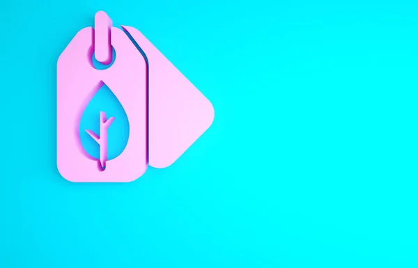 Růžový Štítek Ikonou Symbolu Listu Izolované Modrém Pozadí Banner Label — Stock fotografie
