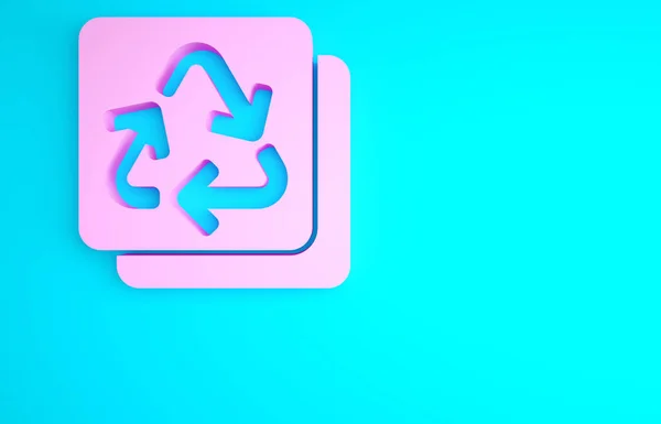 Pink Recycle Символ Значок Изолирован Синем Фоне Круглая Иконка Стрелки — стоковое фото