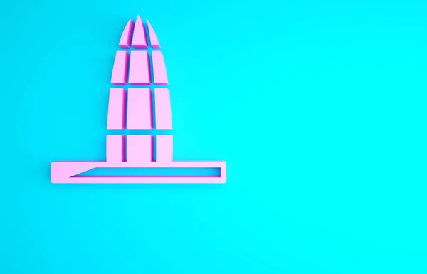 Pink Agbar Tower Icon Isolated Blue Background Barcelona Spain Minimalism — Stock Photo, Image