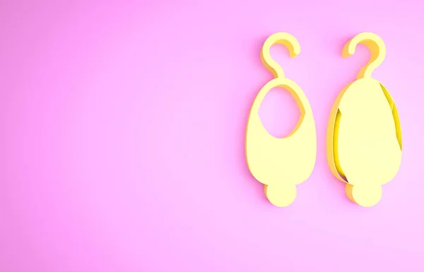 Желтые Серьги Значок Изолирован Розовом Фоне Ювелирные Украшения Концепция Минимализма — стоковое фото