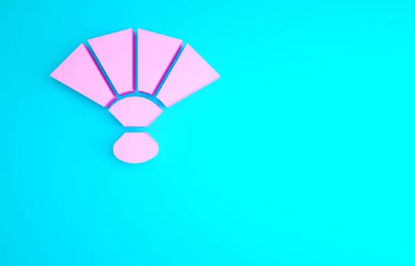 Pink Fan Flamenco Accessory Icon Isolated Blue Background Minimalism Concept — Stock Photo, Image