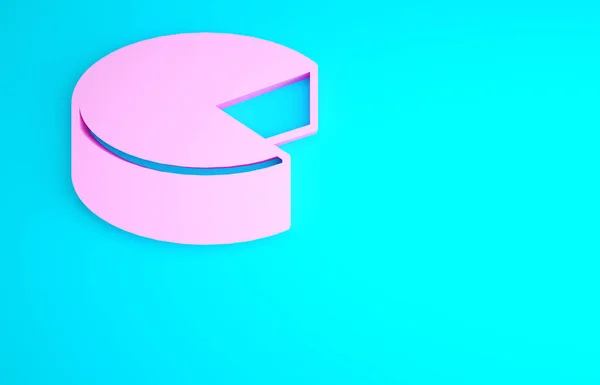 ピンクチーズのアイコンは青の背景に隔離されている 最小限の概念 3Dイラスト3Dレンダリング — ストック写真