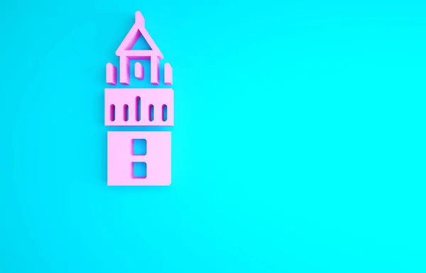 Pink Giralda Sevilla Spanje Icoon Geïsoleerd Blauwe Achtergrond Minimalisme Concept — Stockfoto