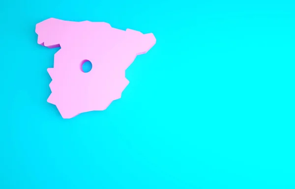 Pink Map Spain Icon Isolated Blue Background Minimalism Concept Illustration — Stock Photo, Image