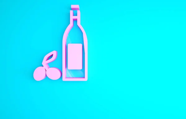 Pink Bottle Olive Oil Icon Απομονωμένο Μπλε Φόντο Κανάτα Ελαιόλαδο — Φωτογραφία Αρχείου