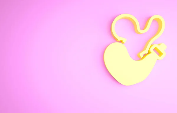 Жовтий Іспанський Винний Ікона Ізольований Рожевому Тлі Концепція Мінімалізму Рендеринг — стокове фото