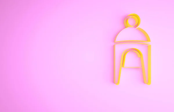 Yellow Winter Hat Icon Isolated Pink Background Minimalism Concept Illustration — Stock Photo, Image