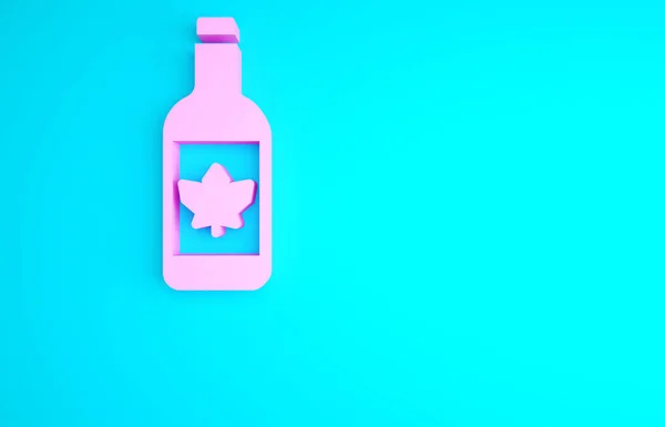 Ícone Garrafa Cerveja Rosa Isolado Fundo Azul Conceito Minimalismo Ilustração — Fotografia de Stock