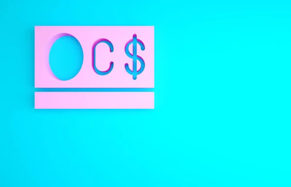 Ícone Símbolo Moeda Dólar Canadense Rosa Isolado Fundo Azul Conceito — Fotografia de Stock