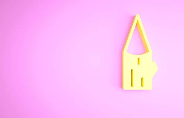 Icona Legno Giallo Isolato Sfondo Rosa Concetto Minimalista Illustrazione Rendering — Foto Stock